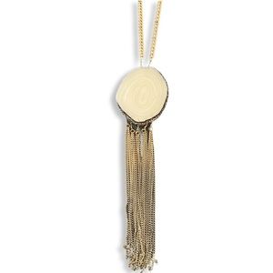 Geo long fringe chain necklace